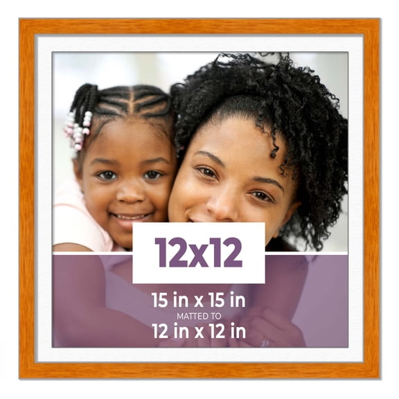 12x12 Frame Honey Pecan With White Picture Mat For 12x12 Photo - Honey Pecan 15x15 Frame To Display