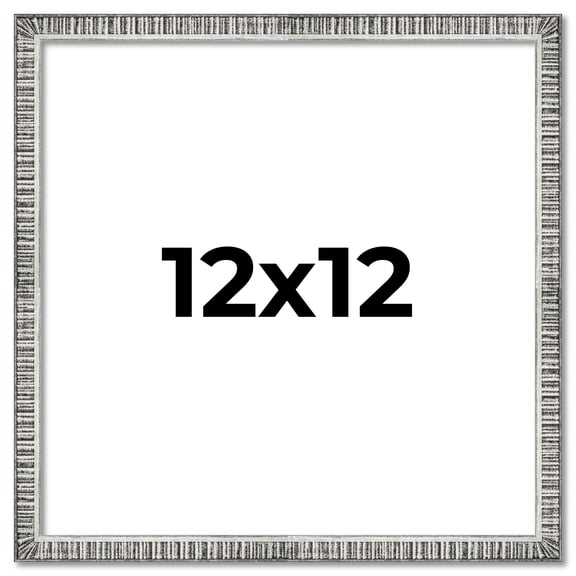 12x12 Frame Silver Grey Distressed Solid Wood Picture Frame | 0.75 Inch Moulding Width | Interior