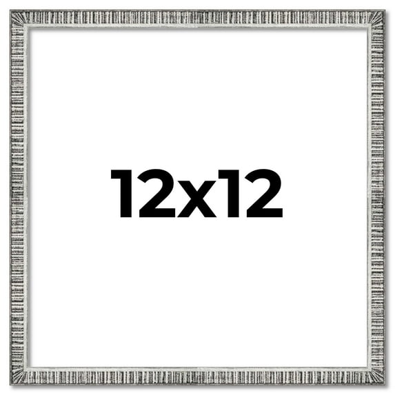 12x12 Frame Silver Grey Distressed Solid Wood Picture Frame | 0.75 Inch Moulding Width | Interior