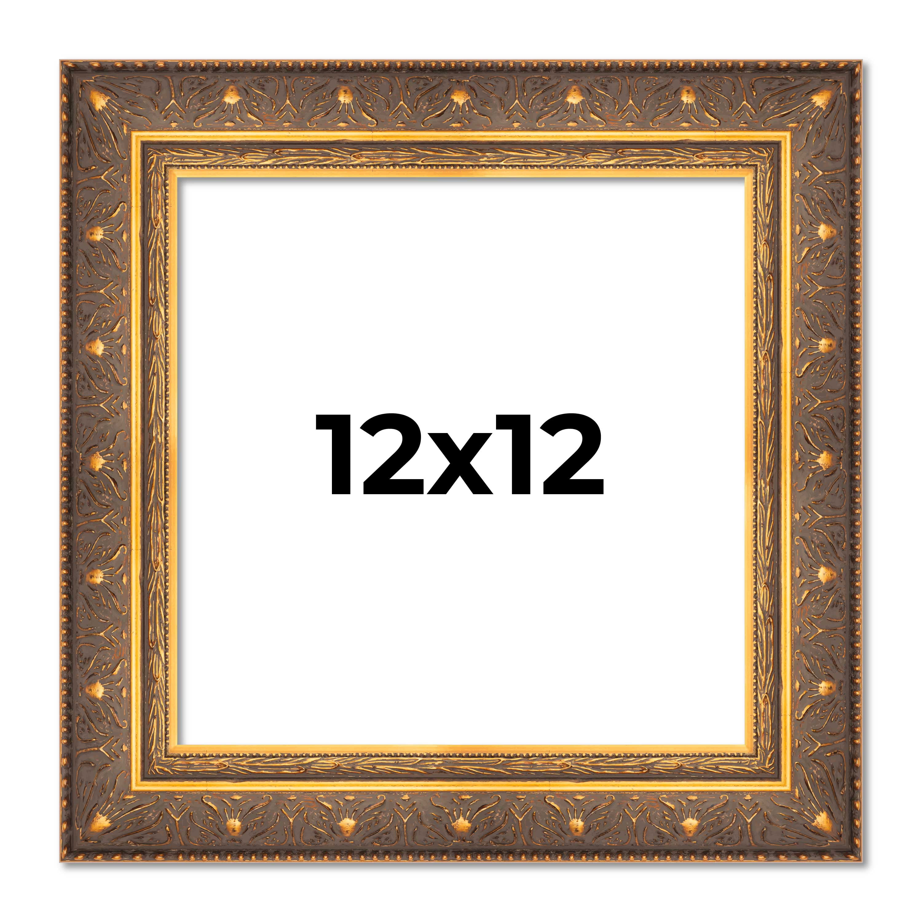 12x12 Frame Vintage Gold Solid Wood Picture Frame | 2.5 Inch