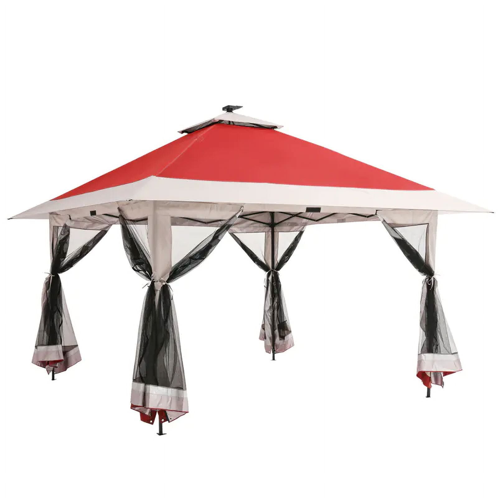 12x12 Gazebo,Outdoor Canopy Tent,Outdoor Gazebo with 4 Sandbags,Double Tiers,Screened Shelter with Netting for Patio Garden Backyard Party Camping