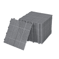 thumbnail image 1 of 12x12" Gray Interlocking Deck Tiles: Durable Plastic, All-Weather Waterproof, Anti-Slip Rosette Pattern for Outdoor Patio, Balcony, Shower - 6613 LBS Capacity, Pack of 12, 1 of 24