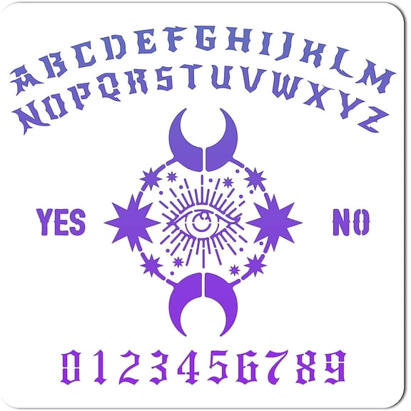 12x12 Inch Alabet Stencil Numbers Template Moon Eye Letter Large Reusable Plastic Square Stencils Sign Magical Yes No Decoration Stencil for Painting on Wood Wall Floor Tile Crafts
