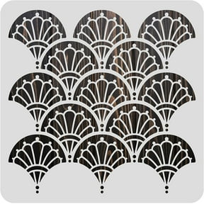 12x12 Inch Art Deco Stencil - Geometric Floral Painting Stencils for Walls Furniture Floors DIY Decor White