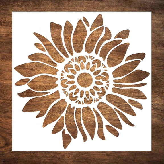 12x12 Inch Boho Sunflower Stencil for Painting on Wood, Canvas, Paper, Fabric and Furniture - Reusable Floral Craft Stencils - Large Flower Stencils - Wall Stencil for Painting Large Pattern