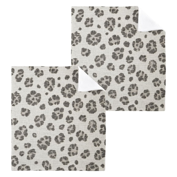 12x12 Inch Cotton Face Towels 2 Pack - 100% Cotton Printed Hand Towels, Absorbent Bath & Travel Towel for Gym, Beach, Gift,Leopard Print Pattern