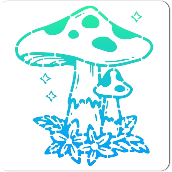 12x12 Inch Large Mushroom Pattern Templates Drawing Painting Stencils Reusable Plastic Square Flower Stencils Sign for DIY Painting on Wood Wall Scrapbook Floor Tile Drawing DIY Crafts