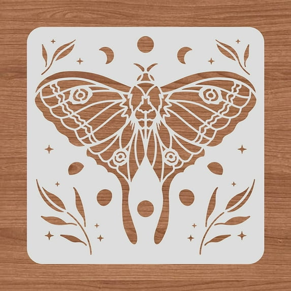 12x12 Inch Moth Moon Stencil Set Plastic Drawing Templates for Wood Painting Wall Art Scrapbooking diy