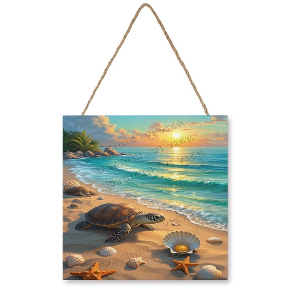 12x12 Inch Wooden Hanging Sign, Dolphin Design, Rustic Wooden Plaque for Ocean Lovers, Gift for Women and Men