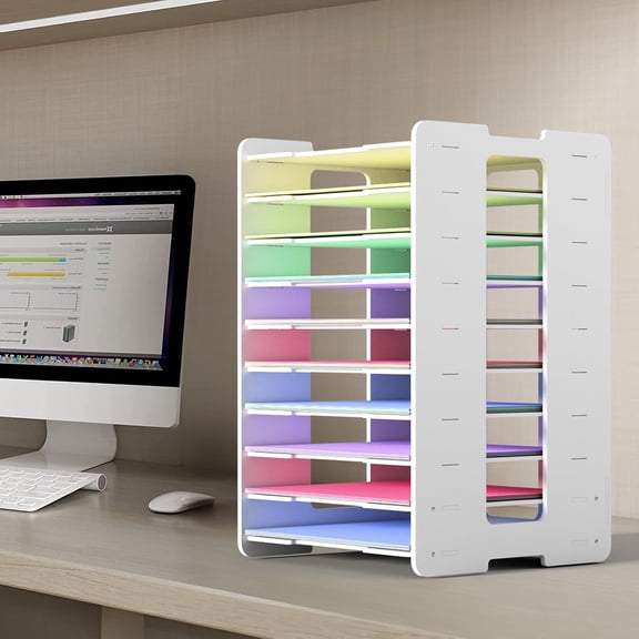 12x12 Paper Storage, 10 Tier Desk File Organizer, Letter Mail Tray, Stackable Scrapbook Storage Cube for Home Office Classroom