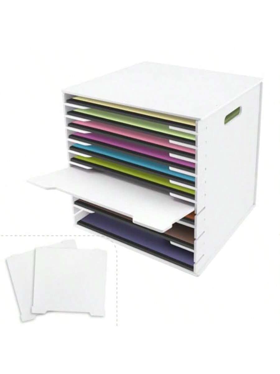 12x12 Paper Storage Organizer - 13 Tier Desk File Organizer With Adjustable Shees Letter Mail Tray 12x12 Stackable Scrapbook Paper Storage Cube For Home Office Classroom