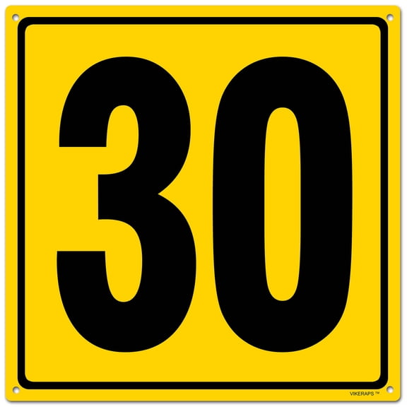 12x12" Parking Lot Number 30 Sign - High-Intensity Grade Aluminum, Weatherproof, Fade-Resistant, Curbside Number, Yellow/Black, Ideal for Outdoor and Indoor Use