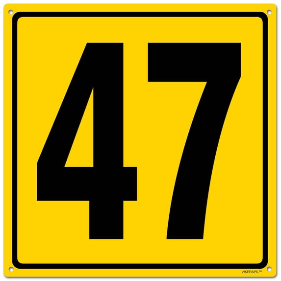 12x12" Parking Lot Number 47 Sign - High-Intensity Grade Aluminum, Weatherproof, Fade-Resistant, Curbside Number, Yellow/Black, Ideal for Outdoor and Indoor Use