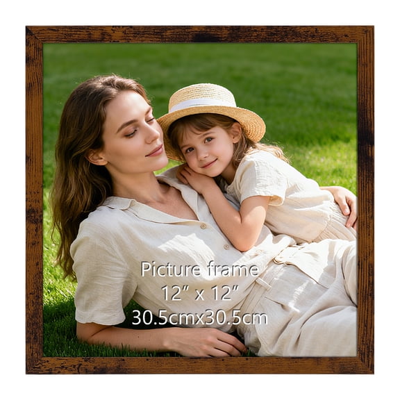 12x12 Picture Frame, Brown 12 by 12 Photo Frame for Wall Gallery Display, Single
