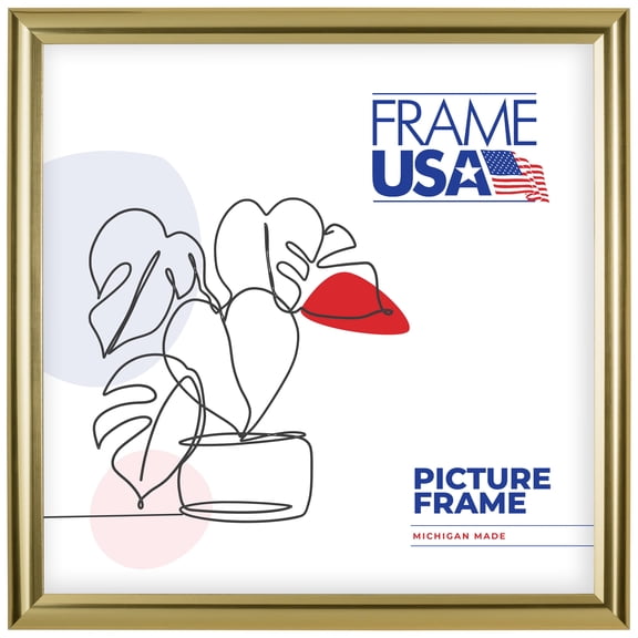 12x12 Picture Frame Gold Deluxe Poster Style 11040, 1 Inch Polystyrene Moulding, Includes Glass and Backing Wall Display Frame for Art, Posters, or Photos Frame USA