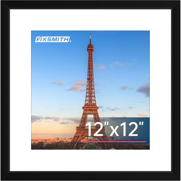 12x12 Picture Frame Set of 1, Photo Frame with HD Plexiglass, Display Pictures 8x8 with Mat or 12x12 Without Mat, Black Picture Frames Collage Wall Decor, Gallary Wall Frame