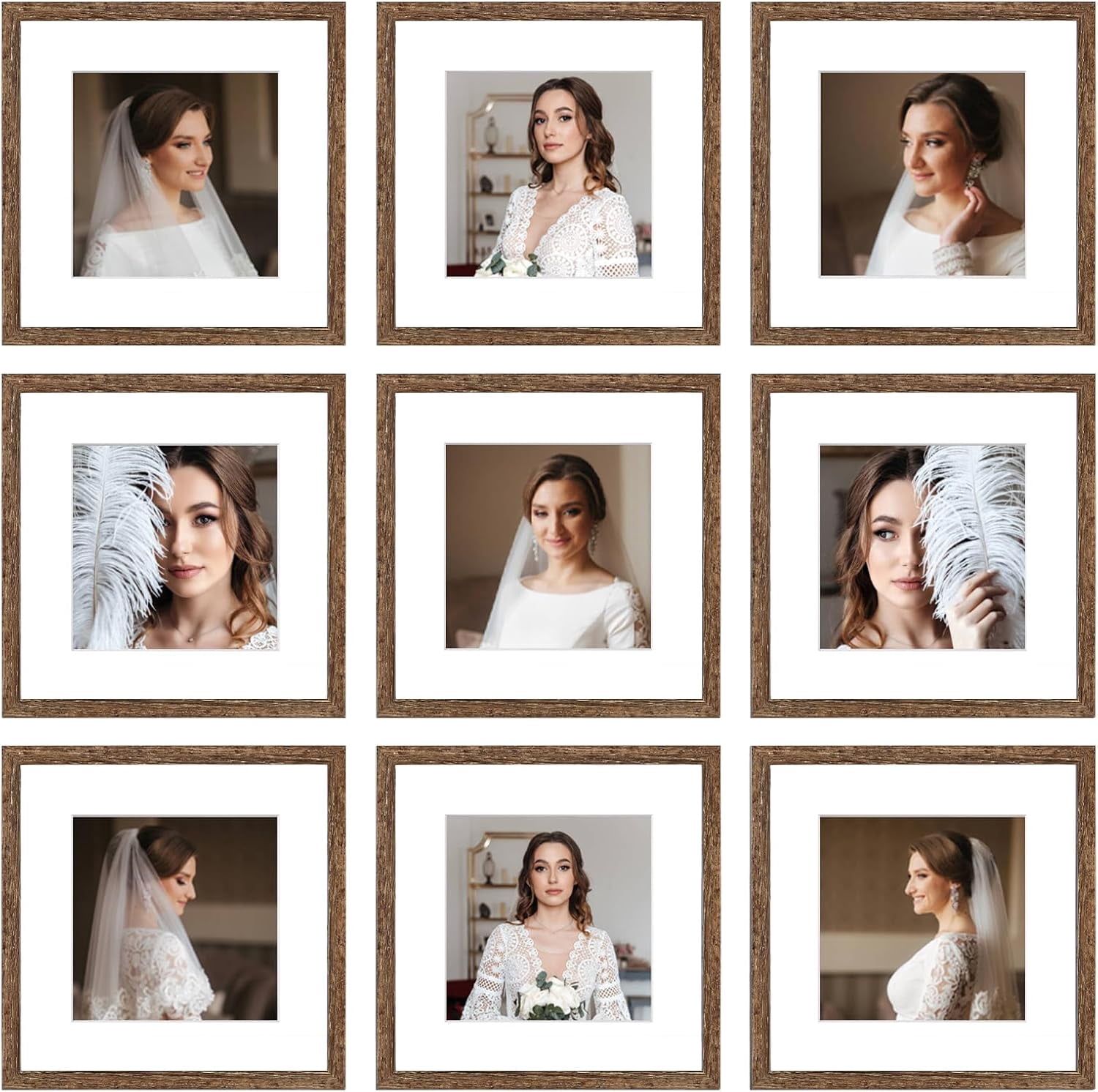 12x12 Picture Frame Set of 9, Multi Collage Square Photo Frames ...