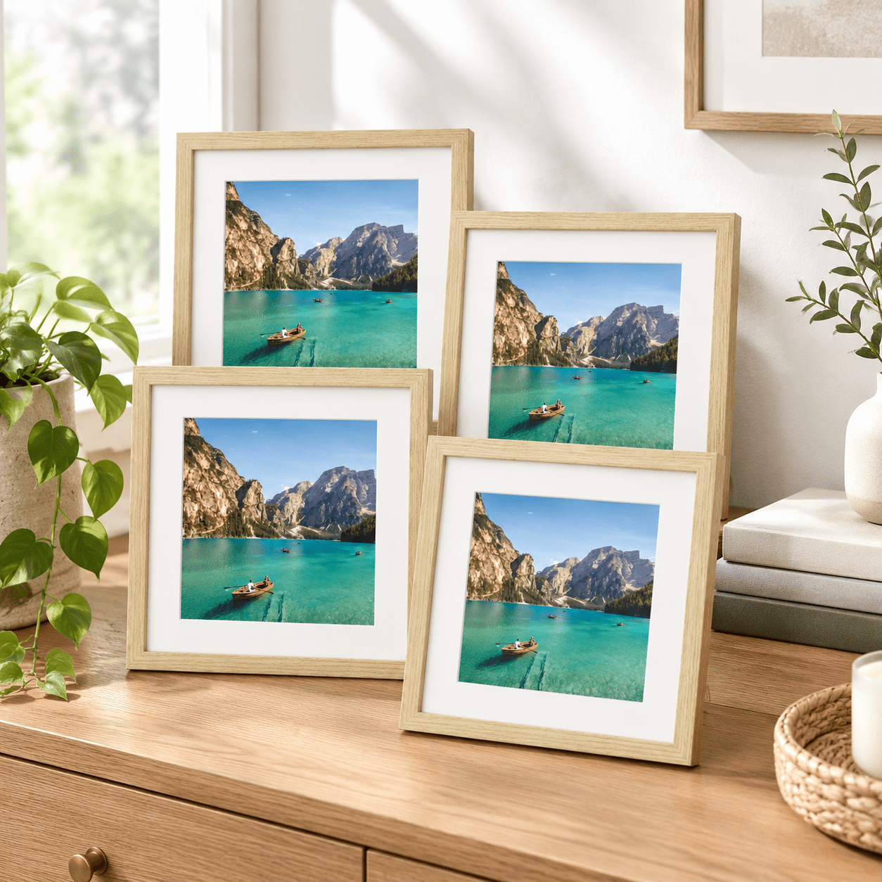 12x12 Picture Frame Set Of 4 With Real Gl Wall & Tabletop Display ...