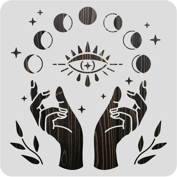 12x12 Plastic Cutouts Painting Template Hand Moon ase Eye Pattern Plastic Stencils for Painting Wood Burning Pyrogray and Engraving Crafts
