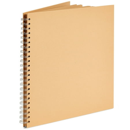 Paper Junkie Spiral Bound Scrapbook Album - 12 x 12 In, Kraft Hardcover, 40 Sheets (80 Pages) - Blank Kraft Paper Pages Lay-Flat for Drawing & Writing - Scrapbook Journal