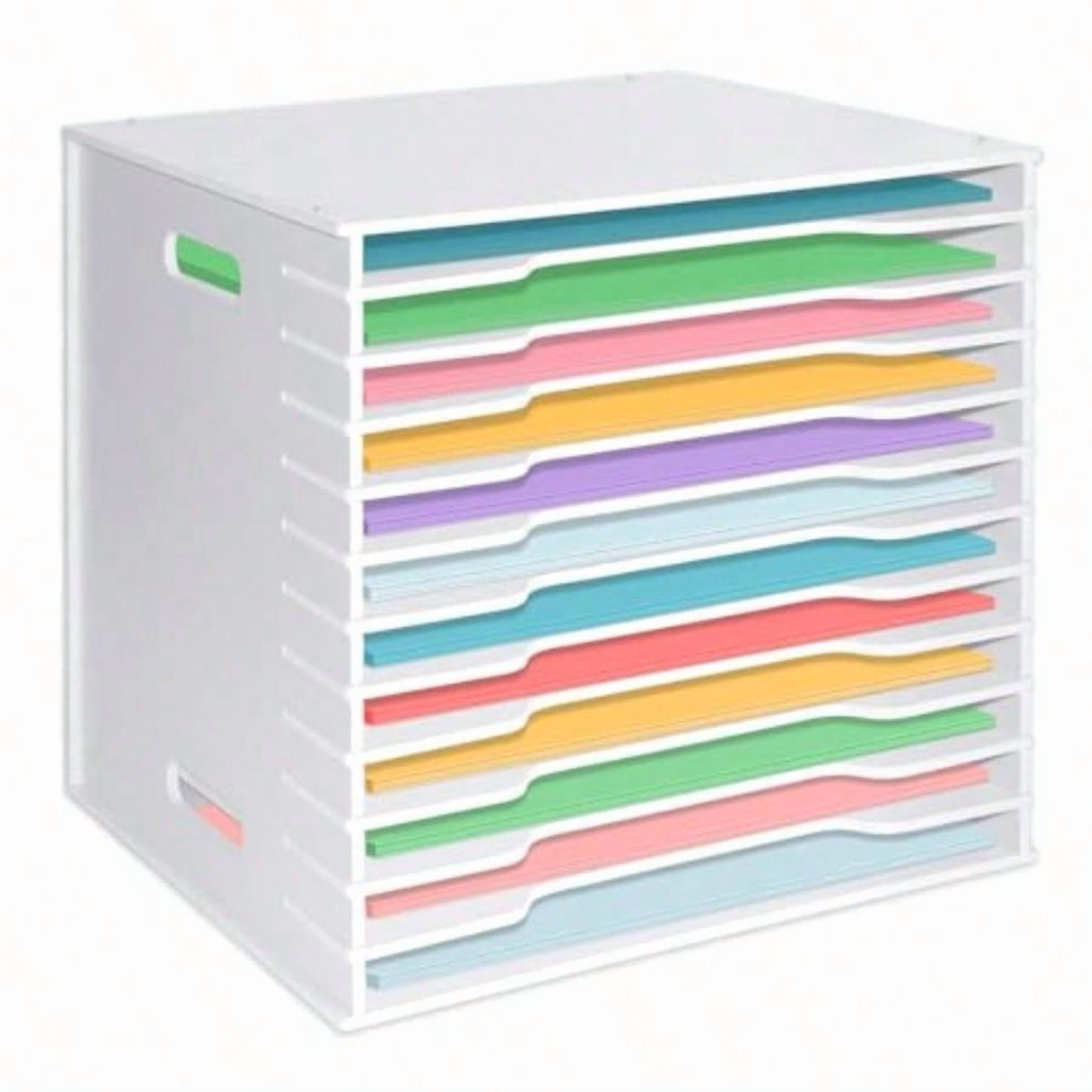 12x12 Scrapbook Paper Organizer Storage12 Tier Desk File Organizer with Adjustable Shees Desktop 12 Slots File Sorter Storage Wide Document Holder Cabinets Letter Mail Tray for Home SchoolOffice