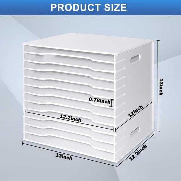 12x12 Scrapbook Paper Organizer Storage,12 Tier Desk File Organizer with Adjustable Shelves,Desktop 12 Slots File Sorter Storage Wide Document Holder Cabinets Letter Mail Tray for Home SchoolOffice