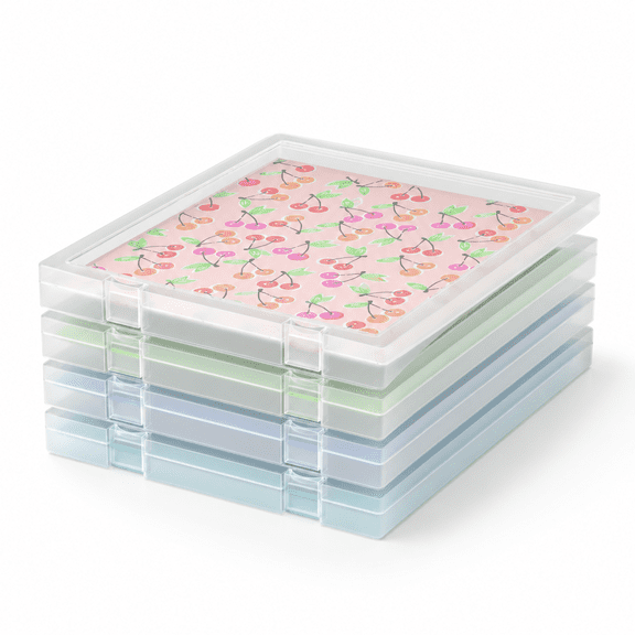 12x12 Scrapbook Paper Stor 4 Pack Stackable Containers