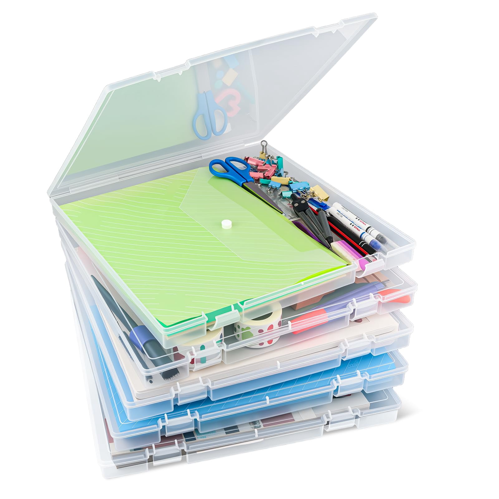 12x12'' Scrapbook Paper Storage  5 Pack Board Game Storages Stackable For Magazine Art Supplies Files Photo Vinyls Crafts