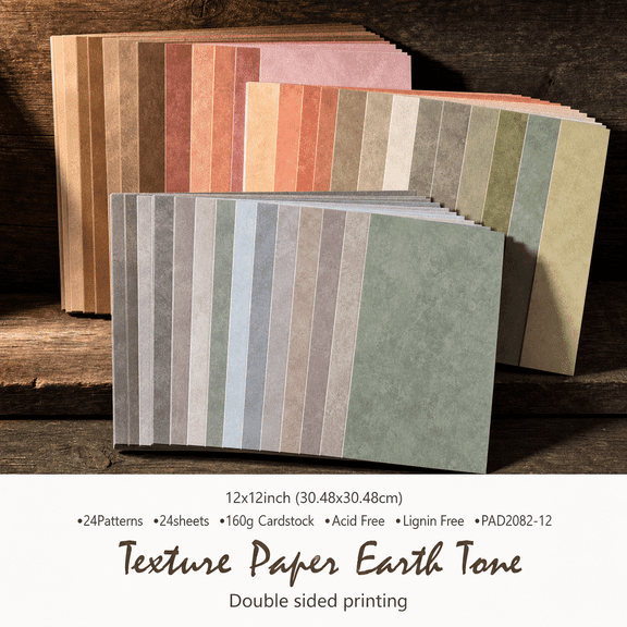 12x12 Scrapbooking Paper Kit Earth Tone Texture 72 Sheets Double-sided Craft Cardstock