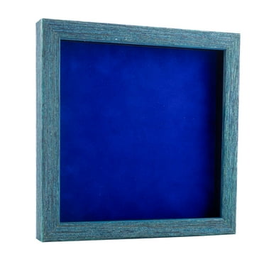 12x12 Shadow Box Frame Blue Wood | With a 1" Usable Display Depth | Includes a Royal Blue Real