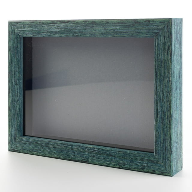 12x12 Shadow Box Frame Farm Blue Real Wood with a Grey Acid-Free Backing | 13/16" of Usuable Depth