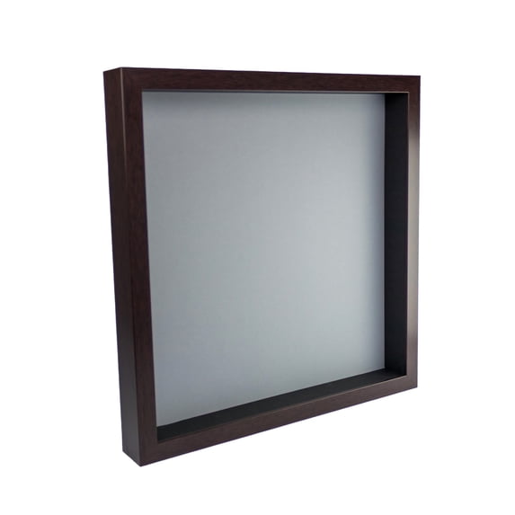 12x12 Shadow Box Frame In Brown With A 1 3/4" Usable Depth Includes Grey Acid-Free Backing, UV