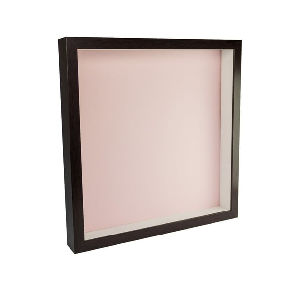 12x12 Shadow Box Frame In Brown With A 1 3/4" Usable Depth Includes Light Pink Acid-Free Backing,