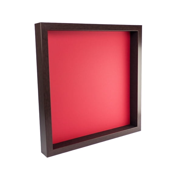 12x12 Shadow Box Frame In Brown With A 1 3/4" Usable Depth Includes Red Acid-Free Backing, UV