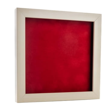 12x12 Shadow Box Frame White Washed Wood | With a 3/4" Usable Display Depth | Includes a Red Real