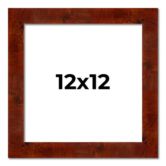 12x12 Walnut Brown Veneer Real Wood Picture Frame Width 1.75 inches | Interior Frame Depth 0.5