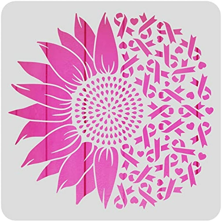 12x12 inch Breast Cancer Prevention Floral Ribbon Stencil Sunflower Pattern Square Plastic Drawing Painting Stencils Templates for Painting on Walls Wood Arts and Crafts - Walmart.com 12x12-inch-breast-cancer-prevention-floral-ribbon-stencil-sunflower-pattern-square-plastic-drawing-painting-stencils-templates-for-painting-on-walls-wood-arts-and-crafts-walmart-com