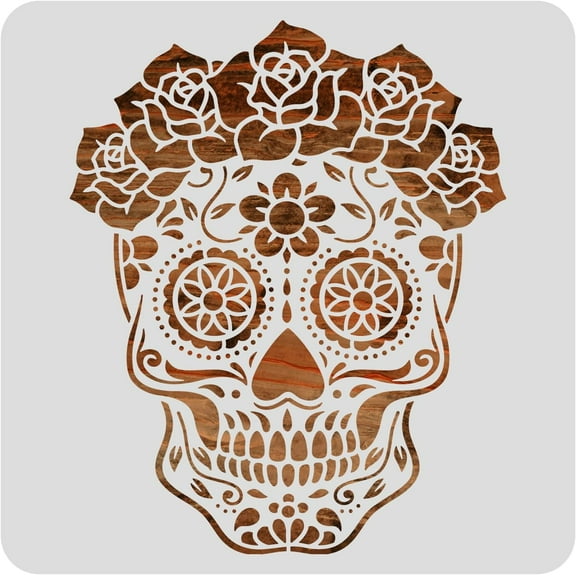 12x12 inch Mexico Sugar Skull Starry Painting Art Templates Reusable Day of The Dead Halloween Stencil for DIY Projects Painting Drawing Crafts