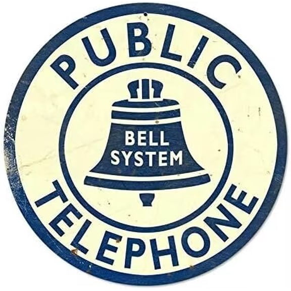 12x12 inch Public Telephone Round Circular Metal Tin Sign Wall Decor Diameter 30cm Diameter