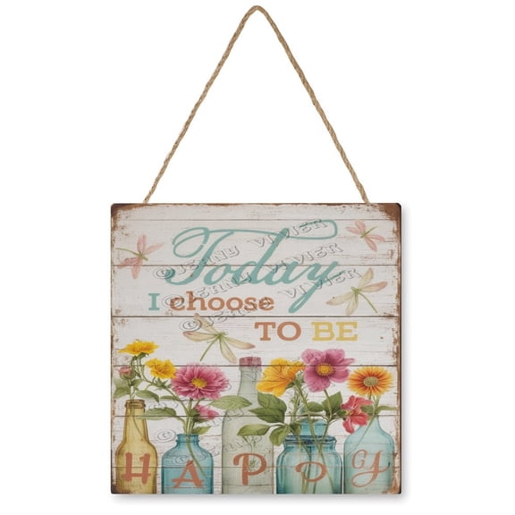 12x12 inches Square Funny Wood Sign - Today I Choose Be Happy Cheerful Decor, Ideal for Indoor Use, Great Gift for Friends and Family Who Appreciate Whimsical Home Accents