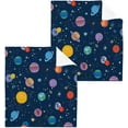 thumbnail image 1 of 12x12Inx2 Sets Reusable Soft Face Towel, Kitchen Hand Towel Bathroom Absorbent Towel, Gym Hotel Spa-Space Planets Pattern Washcloth Gift, 1 of 7