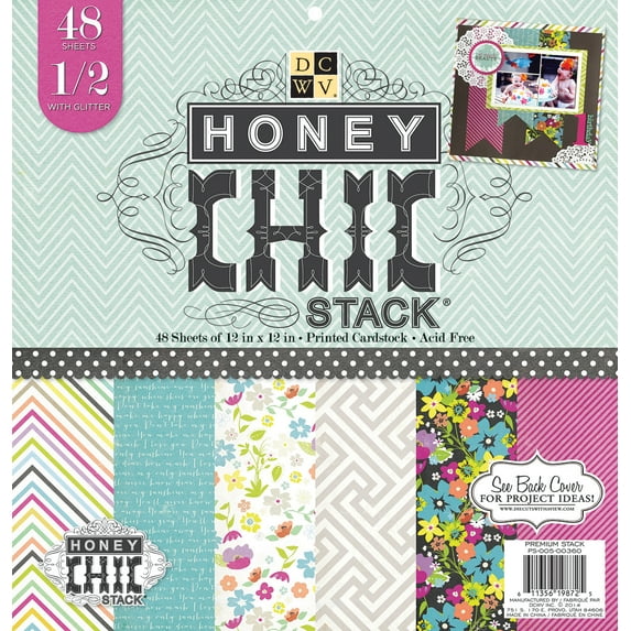 Paper Stack 12"X12" 48/Pkg-Honey Chic, Pk 1, Diecuts With A View