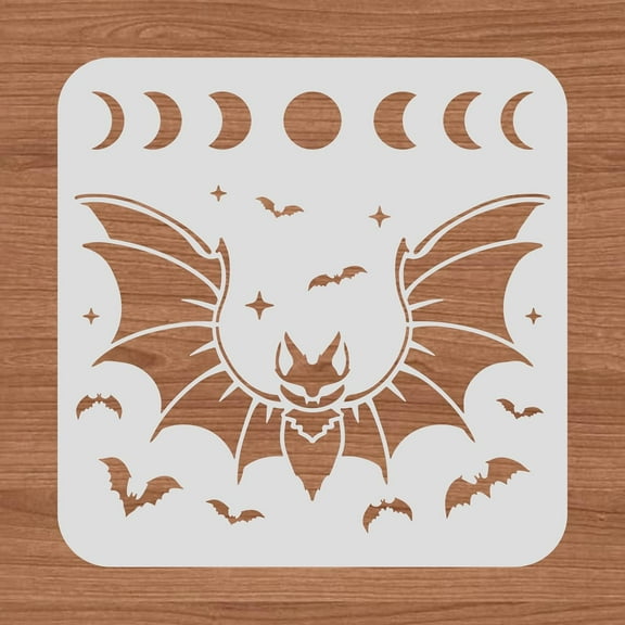 12x12inch Bat Plastic Cutouts Painting Template Moon Phase Pattern Decoration Stencils