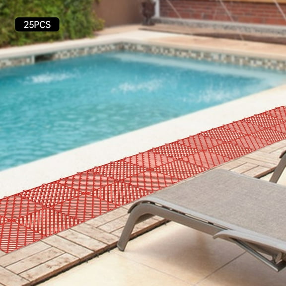 12x12x0.5 Inches Tiles Interlocking 25PCS Red, Drainage Tiles , Deck Tiles Outdoor Floor Tiles, Outdoor Interlocking Tiles, Deck Flooring for Pool Shower Bathroom Deck Patio Garage