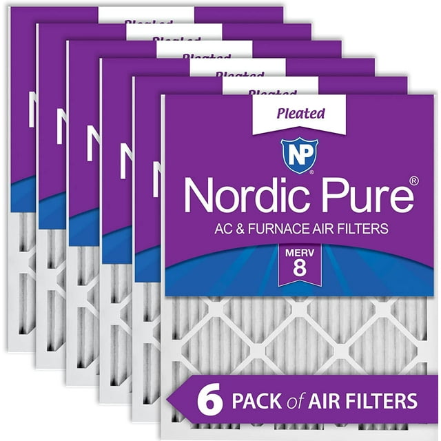 12x12x1 (11 3/4 x 11 3/4 x 3/4) Pleated MERV 8 Air Filters 6 Pack