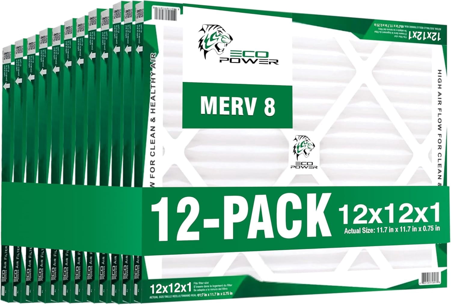 12x12x1 Air Filter MERV 8 (12-Pack) - Pleated Air Conditioner HVAC AC Furnace Air Filters Replacement (12x12x1 12-Pack)