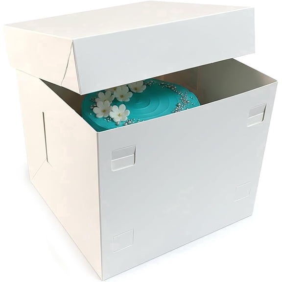 12x12x10 Tall 2-Piece Cake Boxes, Disposable Bakery Boxes for Tiered and Layer Cakes 12 Count