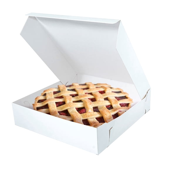 Cake S.O.S 12x12x2 1/2 White Bakery Cake Box, Pie / Dessert Packaging, 12 Count