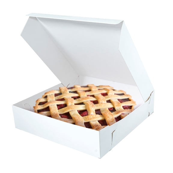 12x12x2 1/2 Inch White Bakery Cake Box, Pie / Dessert Packaging, 50 Count
