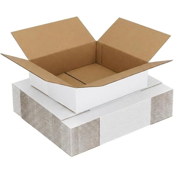 12x12x3 Shipping Boxes 25 Pack, White Corrugated Cardboard Boxes with Side-Lock and Pre-Applied Double-Sided Tape, Easy Assemble Packing Mailer Boxes for Small Business Shipping